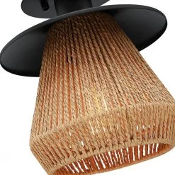 Bohe 8 in. 1-Light Black/Tan Bohemian Woven Rope Semi-Flush Mount Ceiling Light by TRUE FINE -Dale Tiffany Store black tan true fine flush mount lights td90028fl 1f 1000