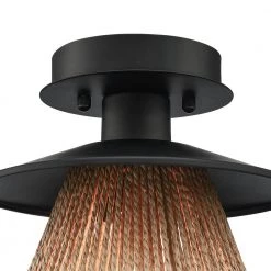 Bohe 8 in. 1-Light Black/Tan Bohemian Woven Rope Semi-Flush Mount Ceiling Light by TRUE FINE -Dale Tiffany Store black tan true fine flush mount lights td90028fl 4f 1000