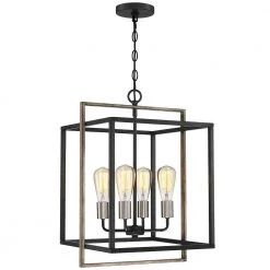 Sullivan 4-Light Black Square Farmhouse Chandelier with Wood Accents by TRUE FINE 20 Sullivan 4-Light Black Square Farmhouse Chandelier with Wood Accents by TRUE FINE -Dale Tiffany Store black true fine chandeliers td10007c 1f 1000