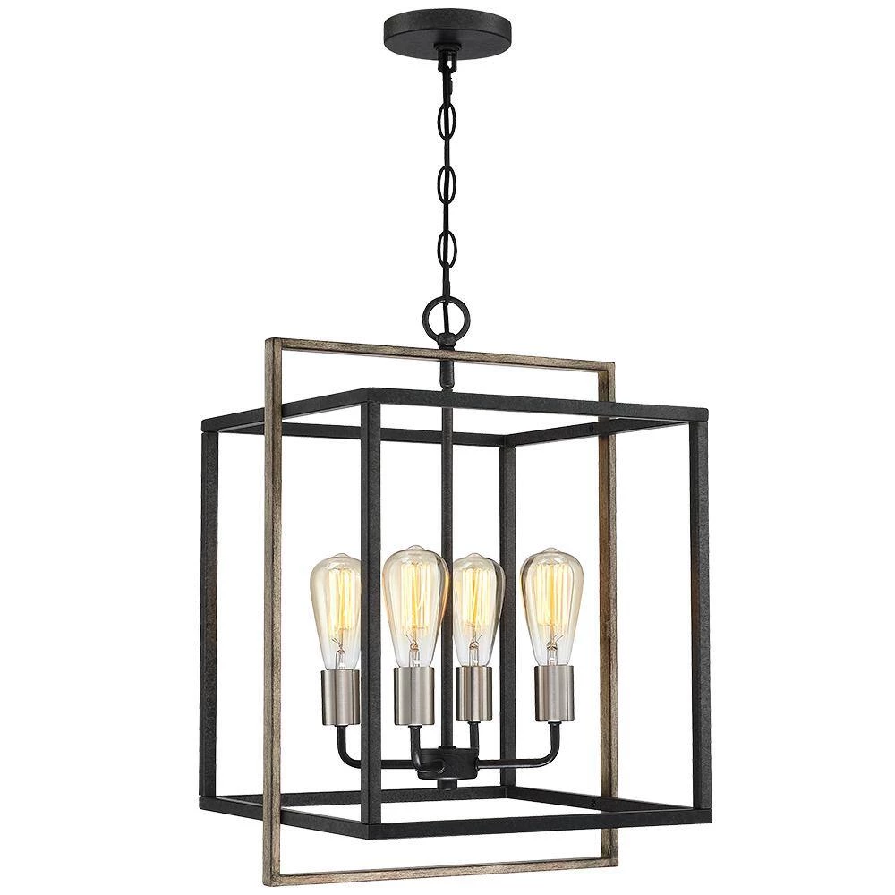 Sullivan 4-Light Black Square Farmhouse Chandelier with Wood Accents by TRUE FINE 10 Sullivan 4-Light Black Square Farmhouse Chandelier with Wood Accents by TRUE FINE - Image 8