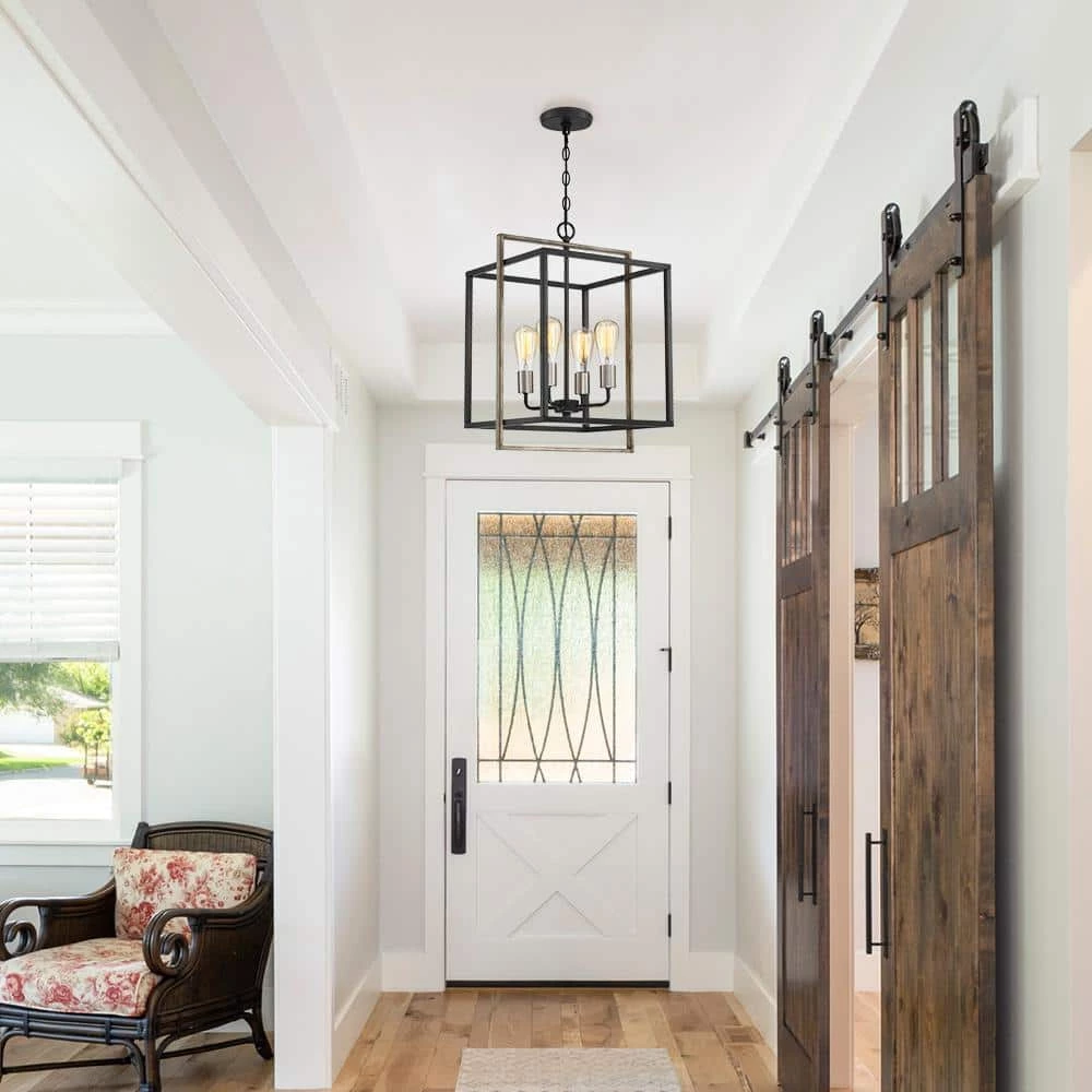 Sullivan 4-Light Black Square Farmhouse Chandelier with Wood Accents by TRUE FINE 11 Sullivan 4-Light Black Square Farmhouse Chandelier with Wood Accents by TRUE FINE - Image 9