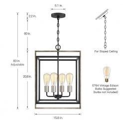 Sullivan 4-Light Black Square Farmhouse Chandelier with Wood Accents by TRUE FINE 16 Sullivan 4-Light Black Square Farmhouse Chandelier with Wood Accents by TRUE FINE -Dale Tiffany Store black true fine chandeliers td10007c 66 1000