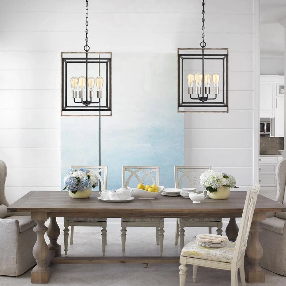 Sullivan 4-Light Black Square Farmhouse Chandelier with Wood Accents by TRUE FINE 12 Sullivan 4-Light Black Square Farmhouse Chandelier with Wood Accents by TRUE FINE - Image 10
