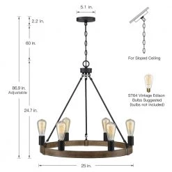 Hector 6-Light Black Wagon Wheel Farmhouse Chandelier with Wood Accents by TRUE FINE -Dale Tiffany Store black true fine chandeliers td10013c 40 1000