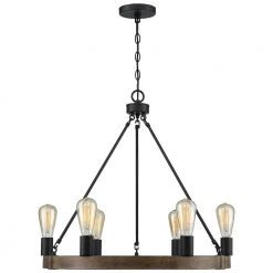 Hector 6-Light Black Wagon Wheel Farmhouse Chandelier with Wood Accents by TRUE FINE -Dale Tiffany Store black true fine chandeliers td10013c fa 1000