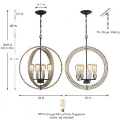 Ava 4-Light Black Globe Farmhouse Chandelier with Wood Accents by TRUE FINE -Dale Tiffany Store black true fine chandeliers td40005c 4f 1000