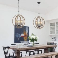 Ava 4-Light Black Globe Farmhouse Chandelier with Wood Accents by TRUE FINE -Dale Tiffany Store black true fine chandeliers td40005c 66 1000