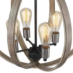 Ava 4-Light Black Globe Farmhouse Chandelier with Wood Accents by TRUE FINE -Dale Tiffany Store black true fine chandeliers td40005c fa 1000