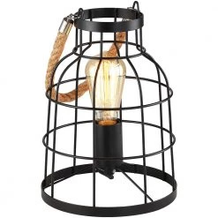 10.6 in. Rustic Black Small Accent Table Lamp with Jute Rope Handle by TRUE FINE -Dale Tiffany Store black true fine lamp bases td90006t 44 1000