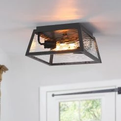 2-Light Black Outdoor Flush Mount Ceiling Light with Clear Water Glass by TRUE FINE -Dale Tiffany Store black true fine outdoor flush mount lights td20015cel 76 1000