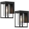 9 in. 1-Light Black Non Solar Outdoor Wall Lantern Sconce with Clear Glass (2-Pack) by TRUE FINE