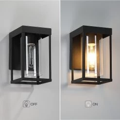 9 in. 1-Light Black Non Solar Outdoor Wall Lantern Sconce with Clear Glass (2-Pack) by TRUE FINE -Dale Tiffany Store black true fine outdoor sconces 2142ot 2pk 66 1000
