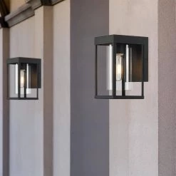 9 in. 1-Light Black Non Solar Outdoor Wall Lantern Sconce with Clear Glass (2-Pack) by TRUE FINE -Dale Tiffany Store black true fine outdoor sconces 2142ot 2pk fa 1000