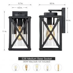 11 in. 1-Light Black Non Solar Outdoor Wall Lantern Sconces with Clear Glass Shade (2-Pack) by TRUE FINE 14 11 in. 1-Light Black Non Solar Outdoor Wall Lantern Sconces with Clear Glass Shade (2-Pack) by TRUE FINE -Dale Tiffany Store black true fine outdoor sconces 2143ot 2pk 1d 1000
