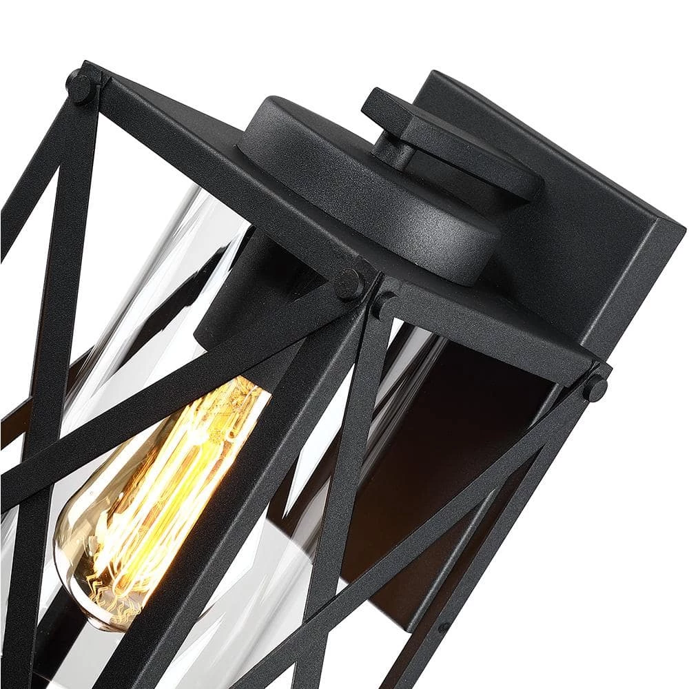 11 in. 1-Light Black Non Solar Outdoor Wall Lantern Sconces with Clear Glass Shade (2-Pack) by TRUE FINE 8 11 in. 1-Light Black Non Solar Outdoor Wall Lantern Sconces with Clear Glass Shade (2-Pack) by TRUE FINE - Image 6