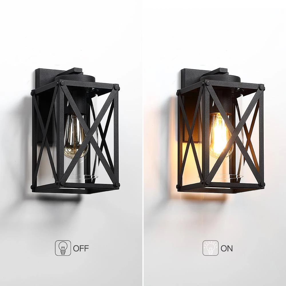 11 in. 1-Light Black Non Solar Outdoor Wall Lantern Sconces with Clear Glass Shade (2-Pack) by TRUE FINE 6 11 in. 1-Light Black Non Solar Outdoor Wall Lantern Sconces with Clear Glass Shade (2-Pack) by TRUE FINE - Image 4