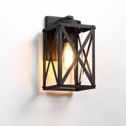 11 in. 1-Light Black Non Solar Outdoor Wall Lantern Sconces with Clear Glass Shade (2-Pack) by TRUE FINE 16 11 in. 1-Light Black Non Solar Outdoor Wall Lantern Sconces with Clear Glass Shade (2-Pack) by TRUE FINE -Dale Tiffany Store black true fine outdoor sconces 2143ot 2pk c3 1000