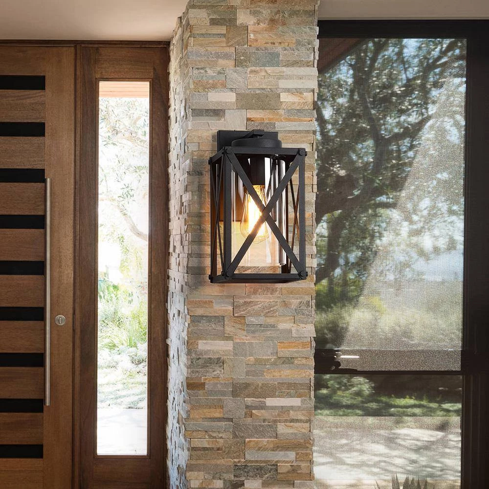 11 in. 1-Light Black Non Solar Outdoor Wall Lantern Sconces with Clear Glass Shade (2-Pack) by TRUE FINE 4 11 in. 1-Light Black Non Solar Outdoor Wall Lantern Sconces with Clear Glass Shade (2-Pack) by TRUE FINE - Image 2