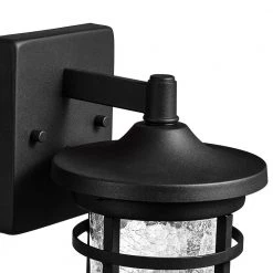 1-Light Black Non Solar Integrated LED Outdoor Wall Lantern Sconces with Crackle Glass Shade (2-Pack) by TRUE FINE 22 1-Light Black Non Solar Integrated LED Outdoor Wall Lantern Sconces with Crackle Glass Shade (2-Pack) by TRUE FINE -Dale Tiffany Store black true fine outdoor sconces 21515ot 2pk 4f 1000