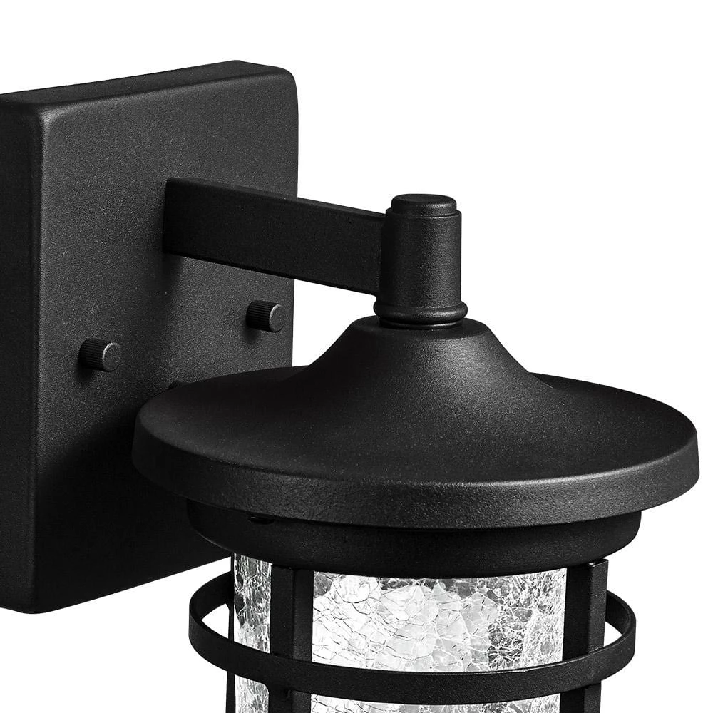 1-Light Black Non Solar Integrated LED Outdoor Wall Lantern Sconces with Crackle Glass Shade (2-Pack) by TRUE FINE 11 1-Light Black Non Solar Integrated LED Outdoor Wall Lantern Sconces with Crackle Glass Shade (2-Pack) by TRUE FINE - Image 9
