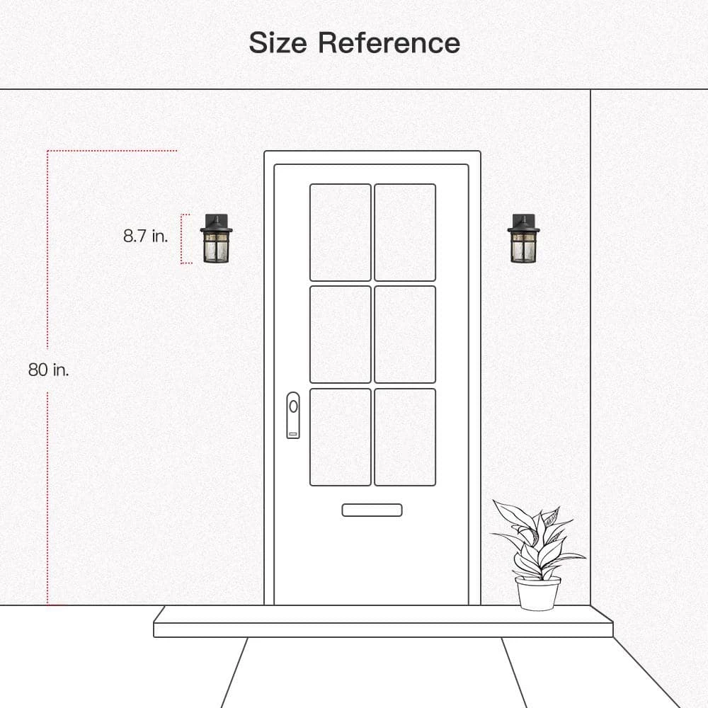 1-Light Black Non Solar Integrated LED Outdoor Wall Lantern Sconces with Crackle Glass Shade (2-Pack) by TRUE FINE 9 1-Light Black Non Solar Integrated LED Outdoor Wall Lantern Sconces with Crackle Glass Shade (2-Pack) by TRUE FINE - Image 7