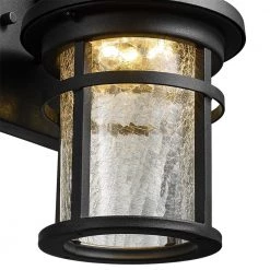 1-Light Black Non Solar Integrated LED Outdoor Wall Lantern Sconces with Crackle Glass Shade (2-Pack) by TRUE FINE 21 1-Light Black Non Solar Integrated LED Outdoor Wall Lantern Sconces with Crackle Glass Shade (2-Pack) by TRUE FINE -Dale Tiffany Store black true fine outdoor sconces 21515ot 2pk c3 1000