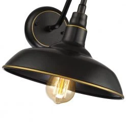 Blackforge 10 in. 1-Light Black with Gold Non Solar Outdoor Barn Wall Lantern Sconce (2-Pack) by TRUE FINE -Dale Tiffany Store black true fine outdoor sconces 21517ot 2pk 1f 1000