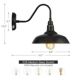 Blackforge 10 in. 1-Light Black with Gold Non Solar Outdoor Barn Wall Lantern Sconce (2-Pack) by TRUE FINE -Dale Tiffany Store black true fine outdoor sconces 21517ot 2pk 40 1000