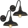 Blackforge 10 in. 1-Light Black with Gold Non Solar Outdoor Barn Wall Lantern Sconce (2-Pack) by TRUE FINE -Dale Tiffany Store black true fine outdoor sconces 21517ot 2pk 64 1000