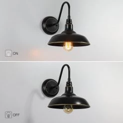 Blackforge 10 in. 1-Light Black with Gold Non Solar Outdoor Barn Wall Lantern Sconce (2-Pack) by TRUE FINE -Dale Tiffany Store black true fine outdoor sconces 21517ot 2pk 66 1000