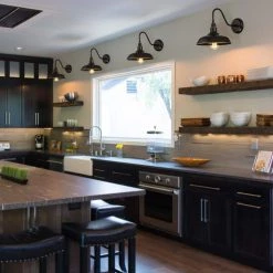 Blackforge 10 in. 1-Light Black with Gold Non Solar Outdoor Barn Wall Lantern Sconce (2-Pack) by TRUE FINE -Dale Tiffany Store black true fine outdoor sconces 21517ot 2pk 76 1000