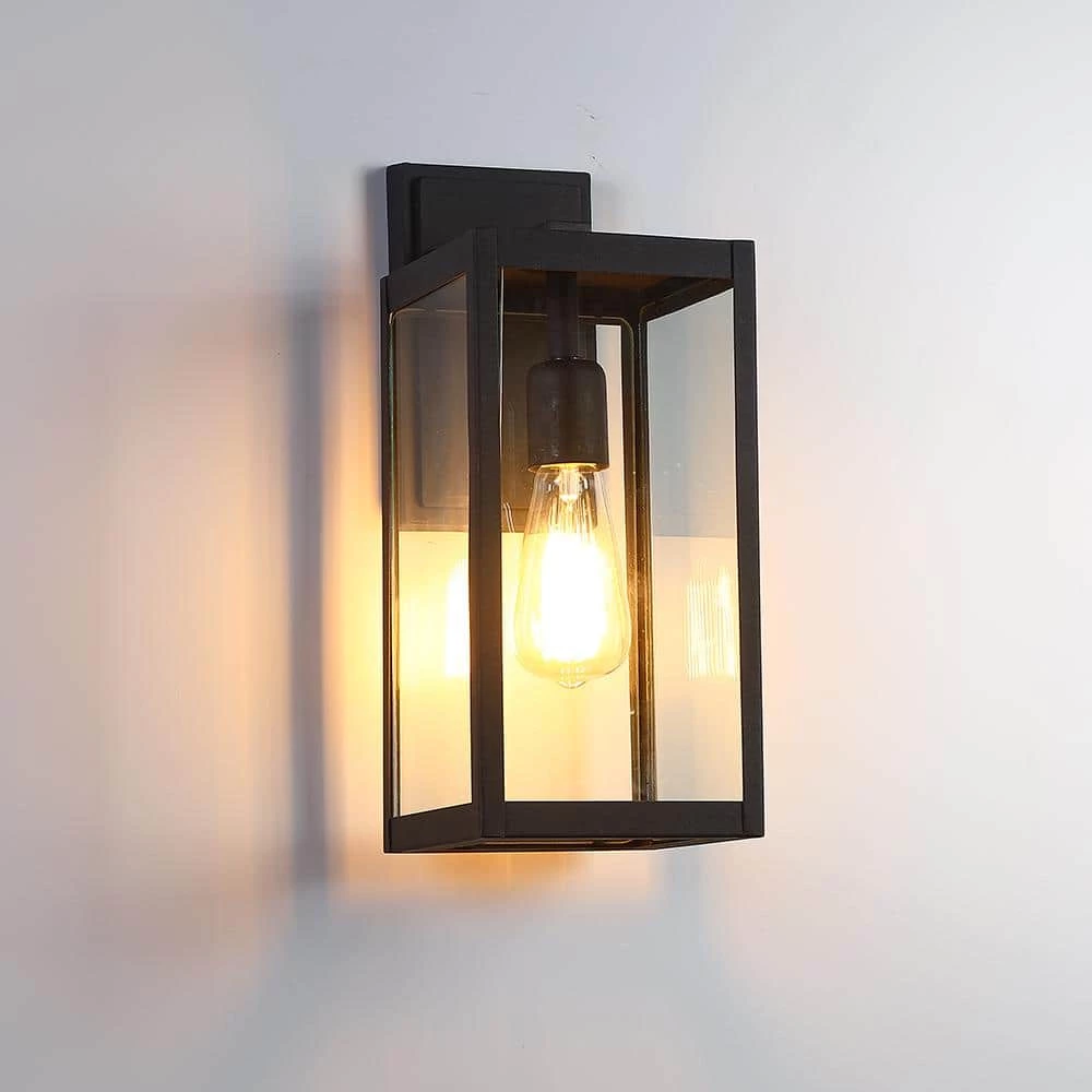 1-Light Black Modern Non Solar Outdoor Wall Lantern Sconce with Clear Glass Panel by TRUE FINE 11 1-Light Black Modern Non Solar Outdoor Wall Lantern Sconce with Clear Glass Panel by TRUE FINE - Image 9