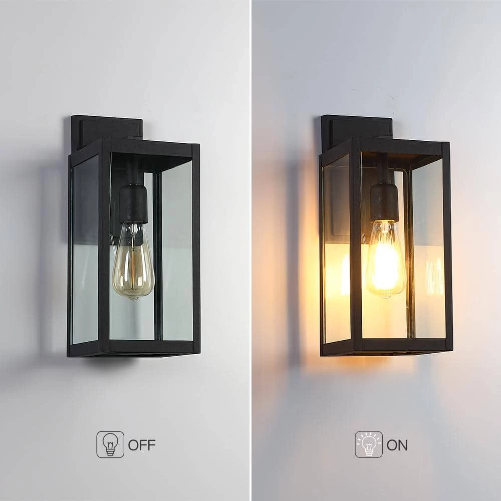 1-Light Black Modern Non Solar Outdoor Wall Lantern Sconce with Clear Glass Panel by TRUE FINE 10 1-Light Black Modern Non Solar Outdoor Wall Lantern Sconce with Clear Glass Panel by TRUE FINE - Image 8
