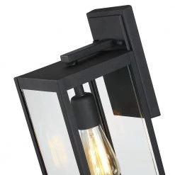1-Light Black Modern Non Solar Outdoor Wall Lantern Sconce with Clear Glass Panel by TRUE FINE 17 1-Light Black Modern Non Solar Outdoor Wall Lantern Sconce with Clear Glass Panel by TRUE FINE -Dale Tiffany Store black true fine outdoor sconces 21518ot 66 1000