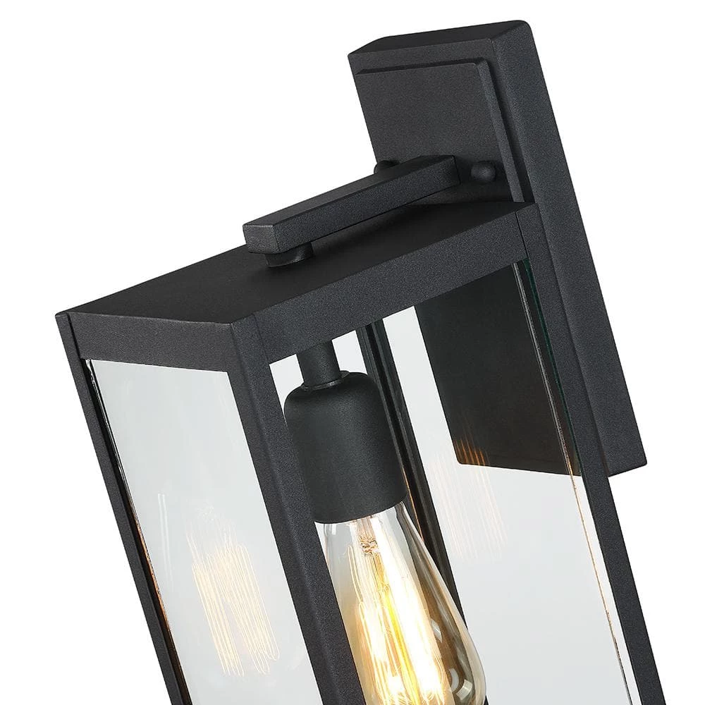 1-Light Black Modern Non Solar Outdoor Wall Lantern Sconce with Clear Glass Panel by TRUE FINE 7 1-Light Black Modern Non Solar Outdoor Wall Lantern Sconce with Clear Glass Panel by TRUE FINE - Image 5