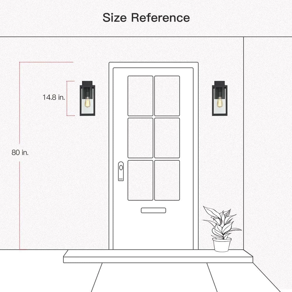 1-Light Black Modern Non Solar Outdoor Wall Lantern Sconce with Clear Glass Panel by TRUE FINE 8 1-Light Black Modern Non Solar Outdoor Wall Lantern Sconce with Clear Glass Panel by TRUE FINE - Image 6