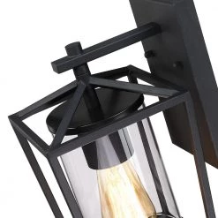 1-Light Black Farmhouse Non Solar Outdoor Wall Lantern Sconce with Clear Glass Shade by TRUE FINE -Dale Tiffany Store black true fine outdoor sconces 21519ot 1d 1000
