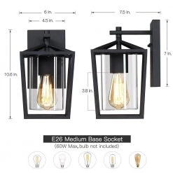1-Light Black Farmhouse Non Solar Outdoor Wall Lantern Sconce with Clear Glass Shade by TRUE FINE -Dale Tiffany Store black true fine outdoor sconces 21519ot 40 1000