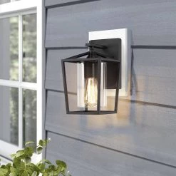 1-Light Black Farmhouse Non Solar Outdoor Wall Lantern Sconce with Clear Glass Shade by TRUE FINE -Dale Tiffany Store black true fine outdoor sconces 21519ot 76 1000