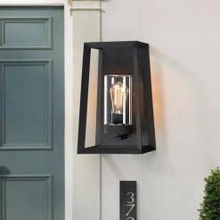 Fine forge 13.5 in. 1-Light Black Outdoor Wall Lantern Sconce with Clear Closed Glass by TRUE FINE -Dale Tiffany Store black true fine outdoor sconces td10029ot 1d 1000
