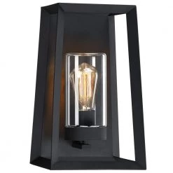 Fine forge 13.5 in. 1-Light Black Outdoor Wall Lantern Sconce with Clear Closed Glass by TRUE FINE