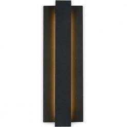 Reflect 18.7 in. Black Modern/Contemporary LED Outdoor Wall Light Lantern Sconce by TRUE FINE