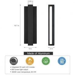 Reflect 18.7 in. Black Modern/Contemporary LED Outdoor Wall Light Lantern Sconce by TRUE FINE -Dale Tiffany Store black true fine outdoor sconces td120005w led c3 1000