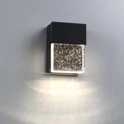 1-Light Black Modern/Contemporary LED Integrated Outdoor Wall Light Lantern Sconce with Seeded Crystal by TRUE FINE -Dale Tiffany Store black true fine outdoor sconces td120006w led 4f 1000