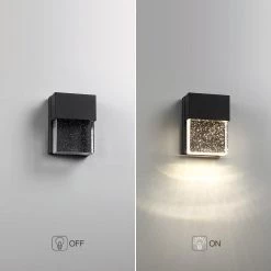 1-Light Black Modern/Contemporary LED Integrated Outdoor Wall Light Lantern Sconce with Seeded Crystal by TRUE FINE -Dale Tiffany Store black true fine outdoor sconces td120006w led c3 1000