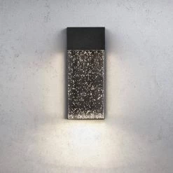 1-Light Black Modern/Contemporary LED Integrated Outdoor Wall Light Lantern Sconce with Seeded Crystal by TRUE FINE -Dale Tiffany Store black true fine outdoor sconces td120007w led 1d 1000