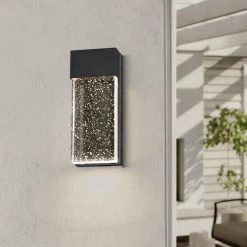 1-Light Black Modern/Contemporary LED Integrated Outdoor Wall Light Lantern Sconce with Seeded Crystal by TRUE FINE -Dale Tiffany Store black true fine outdoor sconces td120007w led a0 1000