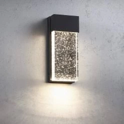 1-Light Black Modern/Contemporary LED Integrated Outdoor Wall Light Lantern Sconce with Seeded Crystal by TRUE FINE -Dale Tiffany Store black true fine outdoor sconces td120007w led c3 1000