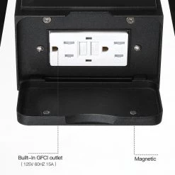 Trevot 1-Light 12 in. Black Outdoor Wall Lantern Sconce with Built-In GFCI Outlets by TRUE FINE -Dale Tiffany Store black true fine outdoor sconces td130001ot 1f 1000