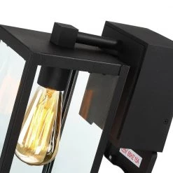Trevot 1-Light 12 in. Black Outdoor Wall Lantern Sconce with Built-In GFCI Outlets by TRUE FINE -Dale Tiffany Store black true fine outdoor sconces td130001ot 4f 1000